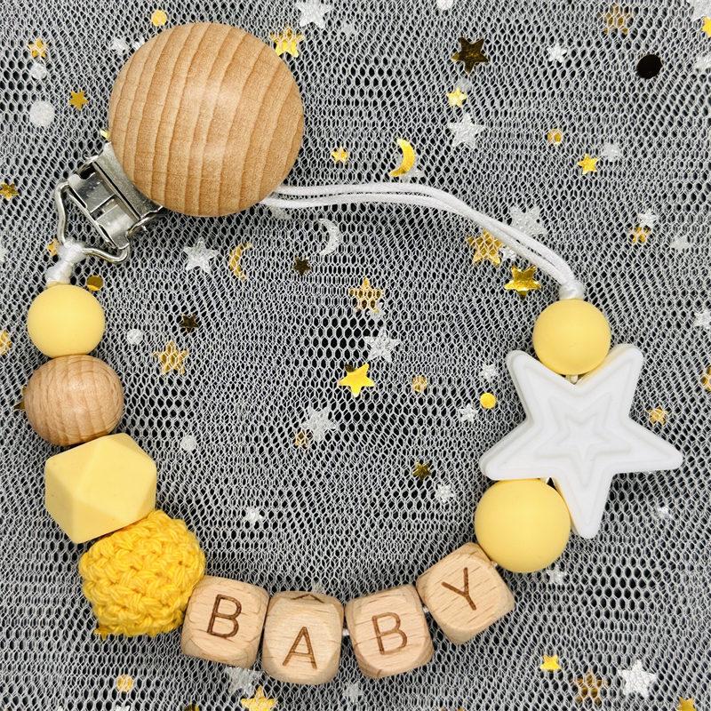 Handgefertigt Personalisierte Name Kaktus Schnullerclips Ketten Silikonperlen Personalisieren Säugling Chupetero Zahnung Personalisiert Geschenk