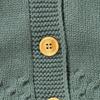 Infant and Toddler Solid Color Fleece-Lined Hooded Knitted Long-Sleeved Romper Jumpsuit