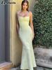 Solid Color Temperament Tying Strappy Tube Top Dress Women Summer New Fashion Personality Bare Back Slim Fit Bodycon Fish Tail Long Skirt