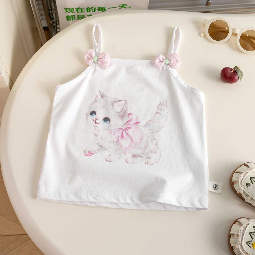 Girls Summer Princess Splice Lace Camisole Cartoon Embroidery Sleeveless Vest Top