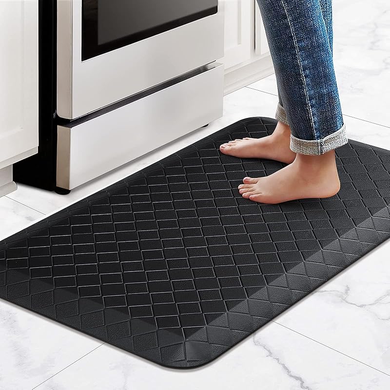 HappyTrends Floor Mat Cushioned Anti-Fatigue ,17.3"x28",Thick Waterproof Non-Slip Mats and Rugs Heavy Duty Ergonomic Comfort Rug for