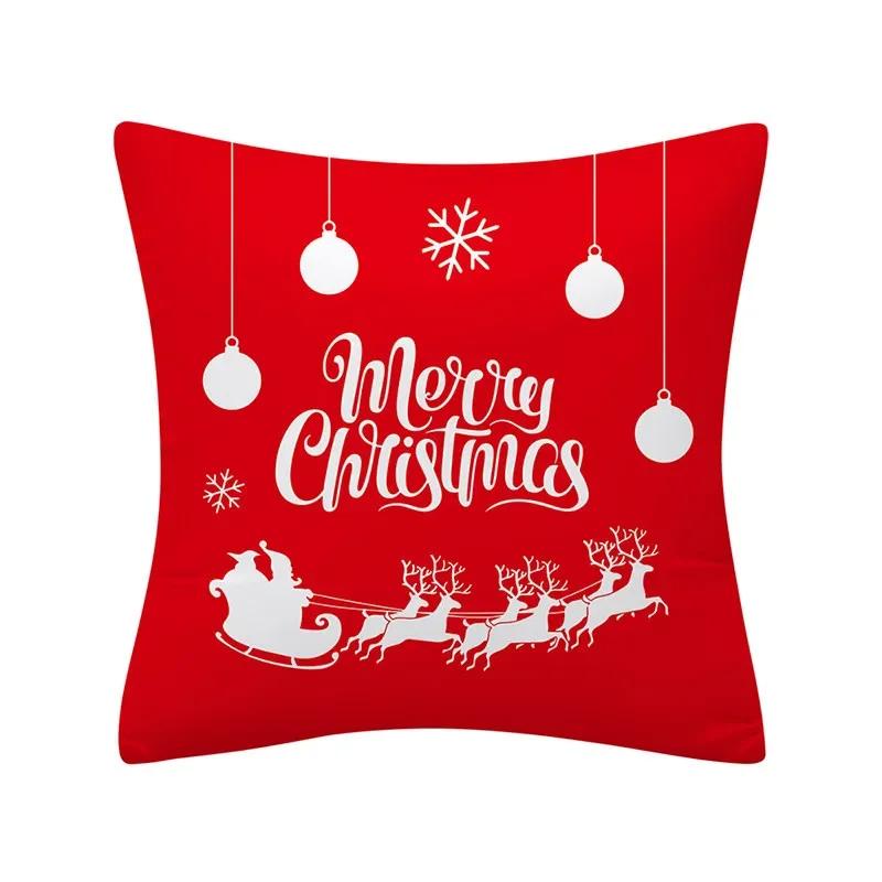 Christmas Pillowcase  Pillowcase Polyester Merry Christmas Print Sofa Cushion Decoration Pillowcase Christmas Gift,(8) 30x30cm