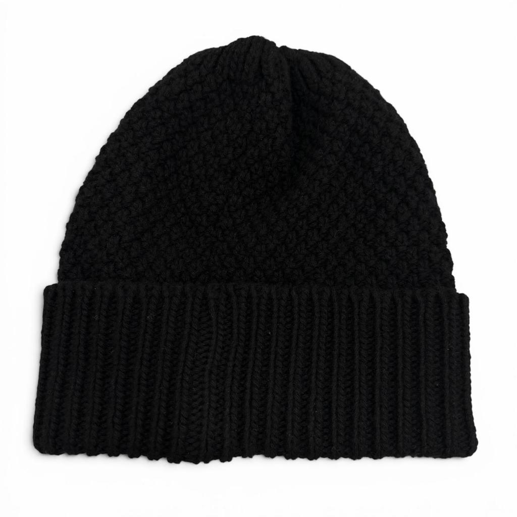 Great CHANEL Knit cap COCO Mark hat black cashmere Women Used