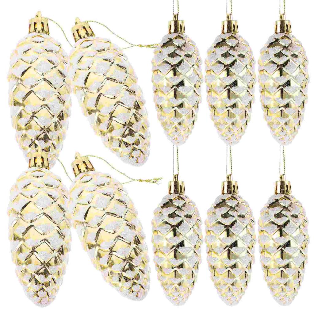 10 Pcs Accessories Christmas Decoration Plastic Painted Pine Cone Balls Tree Trees Xmas Ornaments