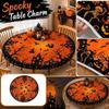 Halloween Round Tablecloth with Haunted House Bats Spider Web Pumpkin Pattern Durable Fabric for Seasonal Party Decoration Indoor Outdoor Use