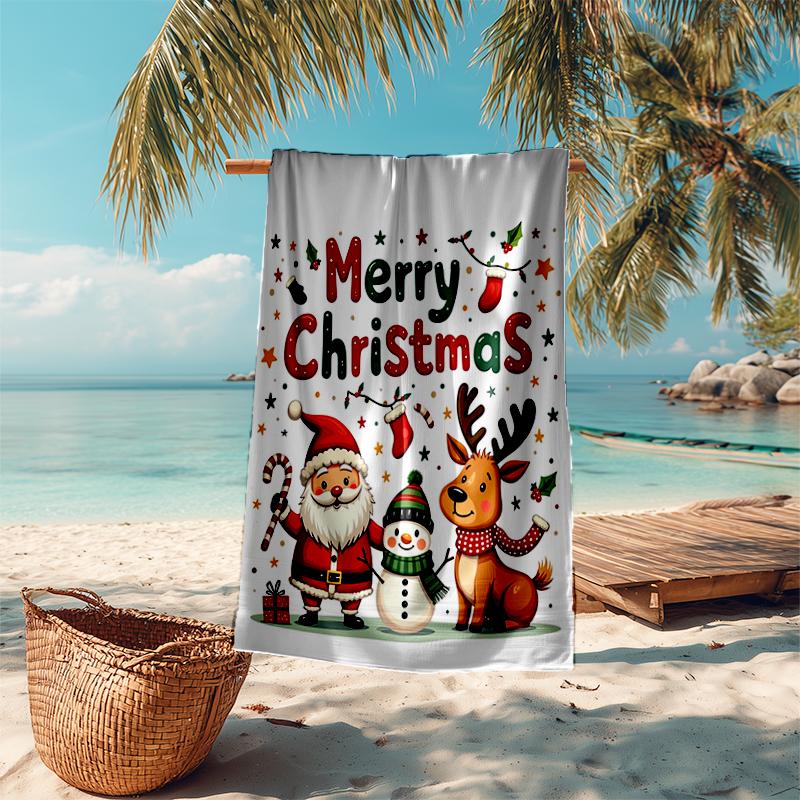 Ultra-Soft Beach Towel with Christmas Theme,Ideal for Pool - Camping, Diving - Perfect Travel Essential, Vibrant Beach Towel.