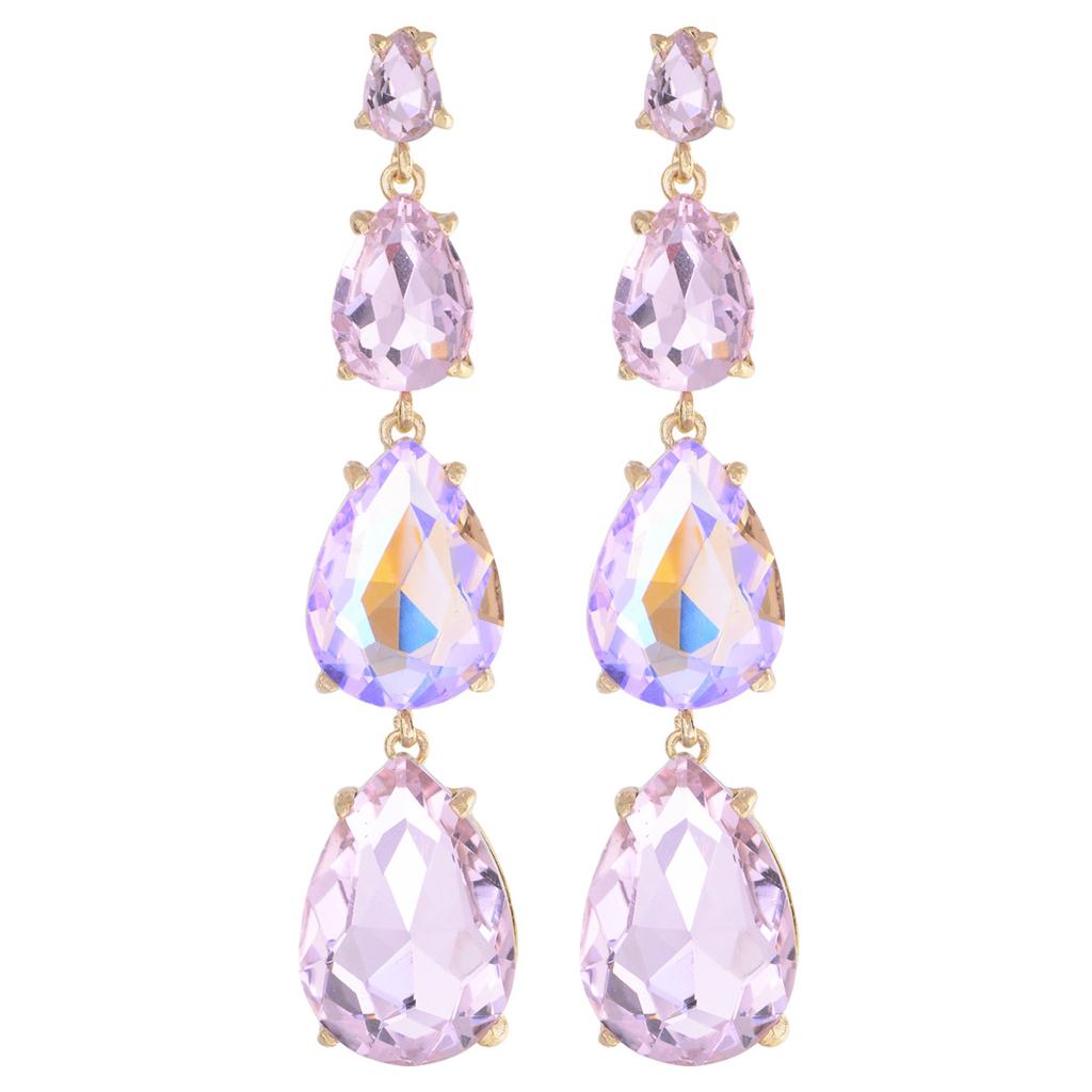 Luxury Teardrop Long Earrings Full Rhinestone Exaggerated Dangle Earrings Fashionable Elegant Versatile Jewelry For Women