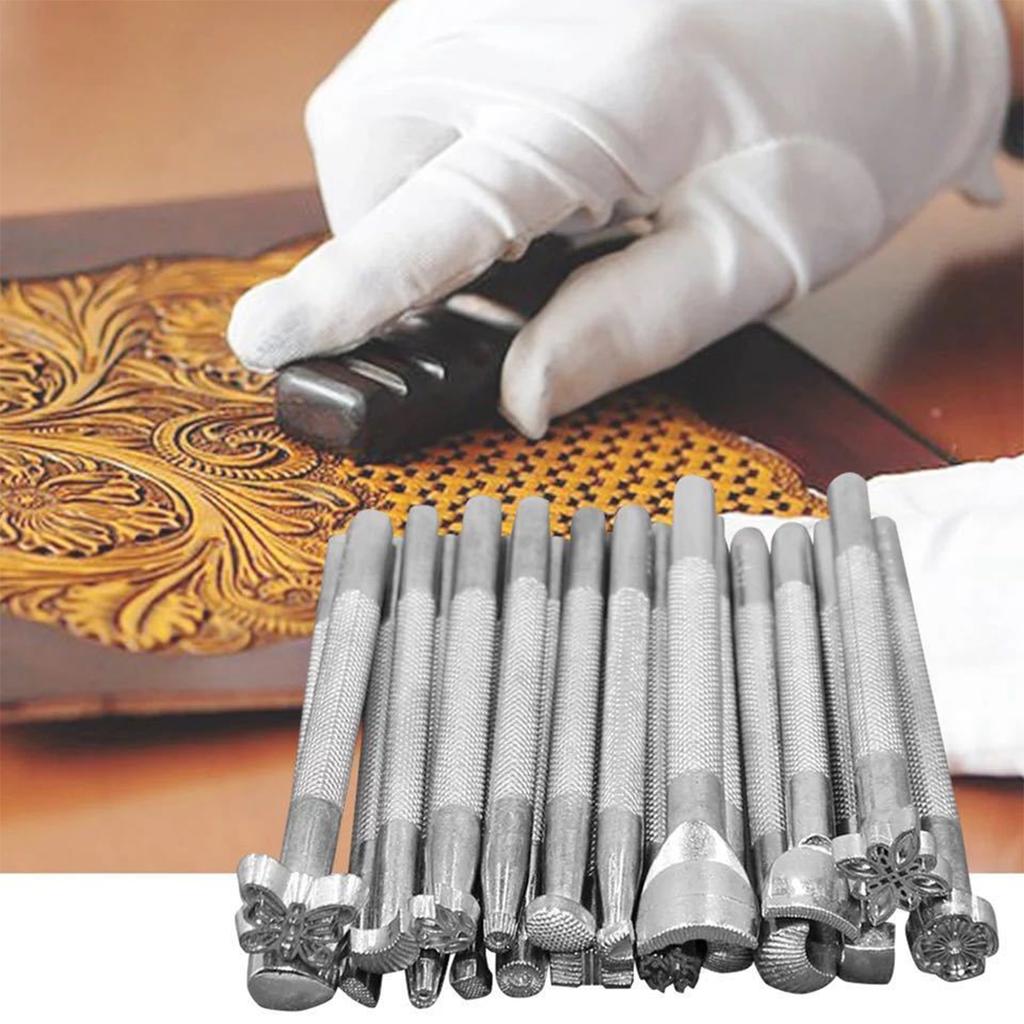 59PCS Craft Leather Tool Set   Leather Hand Working Tool Kit for Sewing Stiching Carving Printing Cutting Professional Leathercraft Accessories with