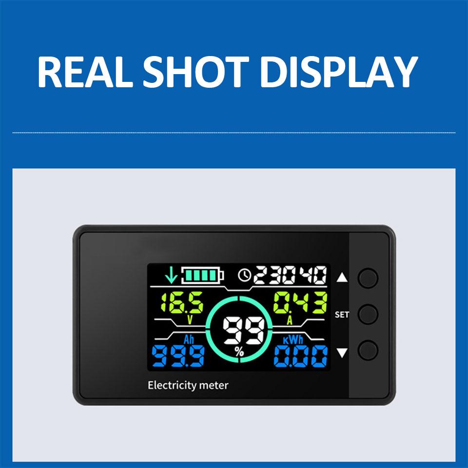 Battery Tester Coulomb Counter Meter 50A 100A 300A 500A Color Screen Battery Capacity Indicator Ammeter Voltmeter DC 7.5-100V