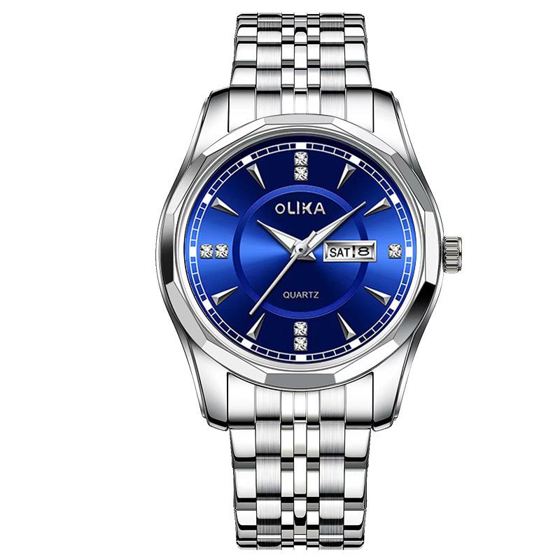 Top Brand Men's and Women's Couple's Watch Waterproof Luminous Quartz Watch Double Calendar Stainless Steel Fashion Watch