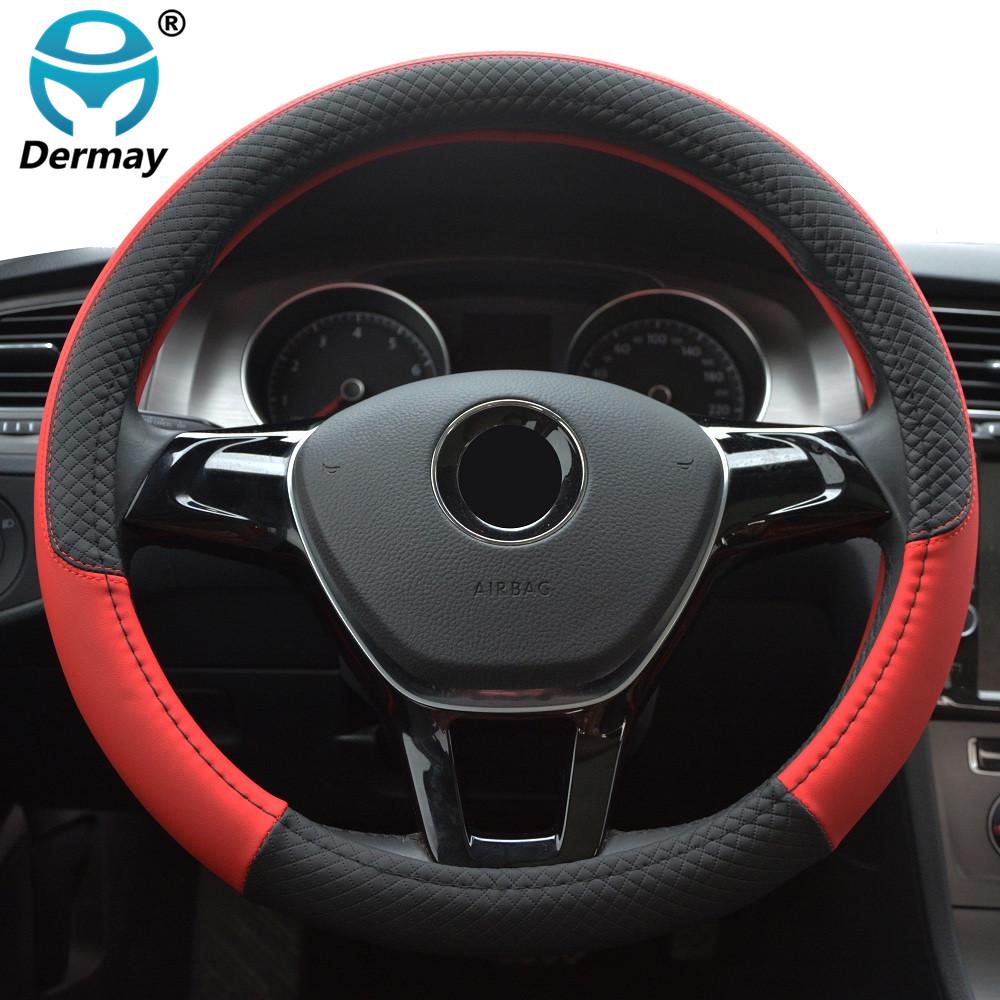 DERMAY 7Colors 39/40CM Car Steering Wheel Cover PU Leather Size L for Outer Diameter Of Steering Wheel 39-40cm Free Shipping
