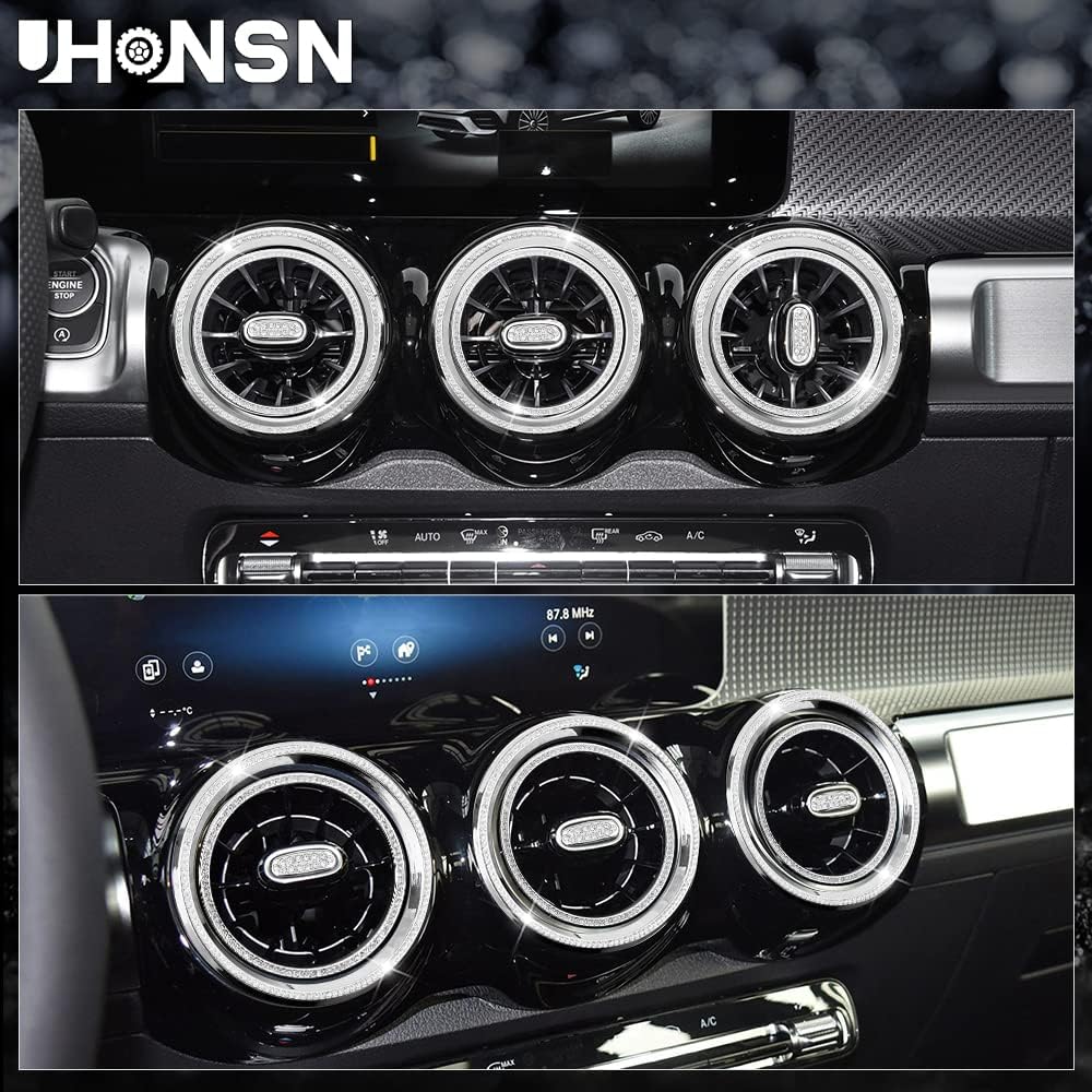 UHONSN 15 sztuk Akcesoria Mercedes Benz Błyszcząca Przednia Wentylacja Pokrywa Dekoracyjna Pani Wnętrze Słodka Naklejka Kalkomania Stop Cynku Srebrny