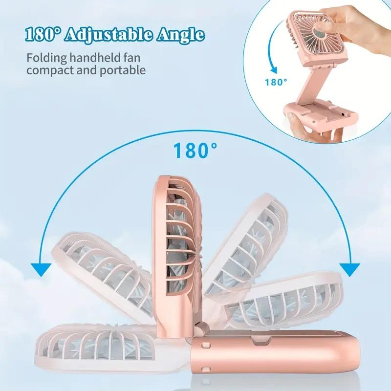 Mini Folding Fan, USB Charging Portable Neck Hanging Fan, Small Fan with Phone Holder, Suitable for Outdoor and Office Use