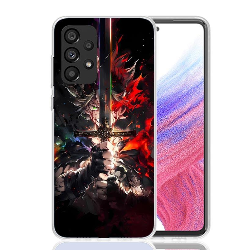 

Black C-Clovers Anime Phone Case for Samsung Galaxy A52 A51 A50S A12 A22 A32 A72 A10S A30S A31 A71 Note 20 Ultra 10 Plus S10 Gal Samsung A50