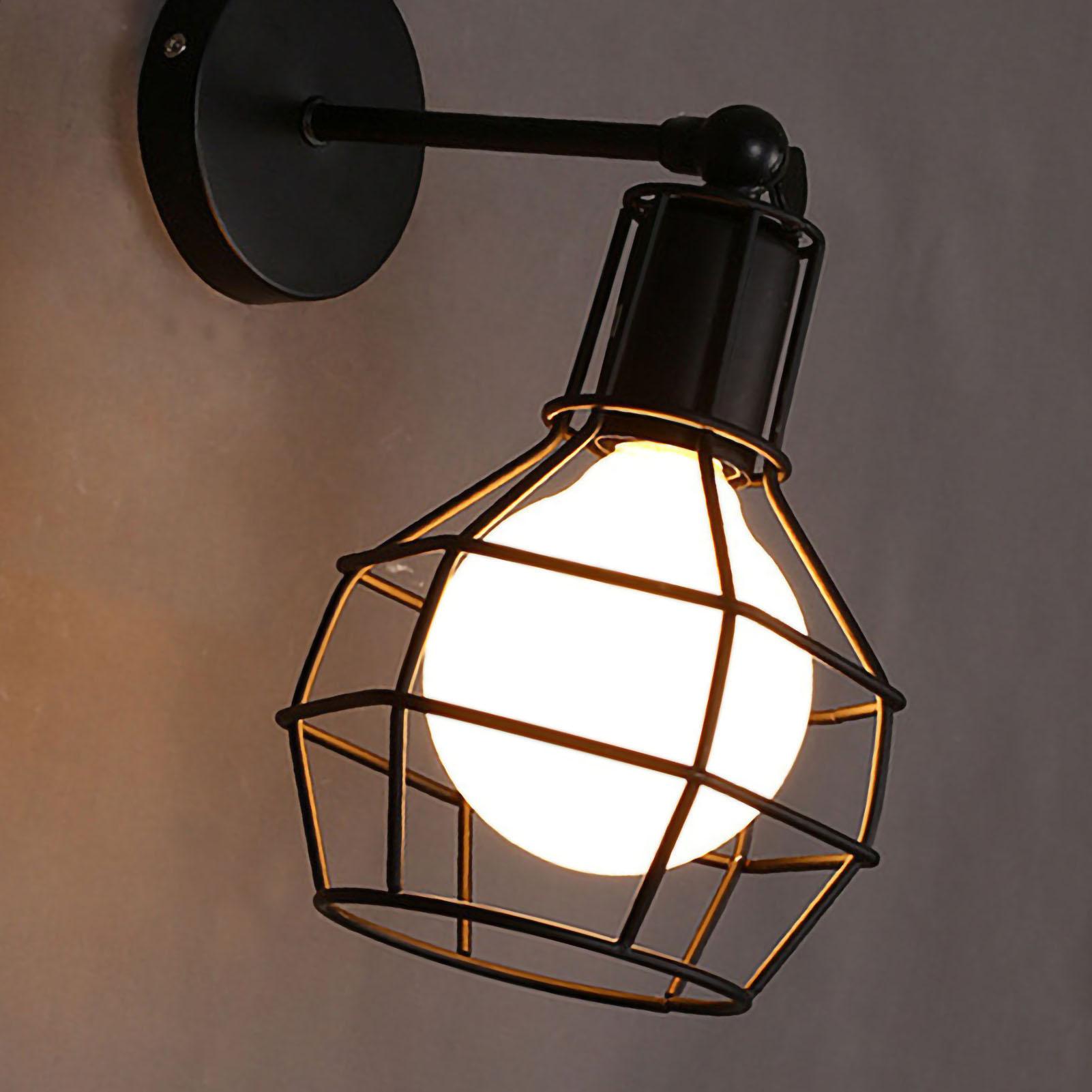 

Vintage Metal Light Cage Wall Mount Lamp Shade Frame Industrial Style for Aisle Corridor Type B