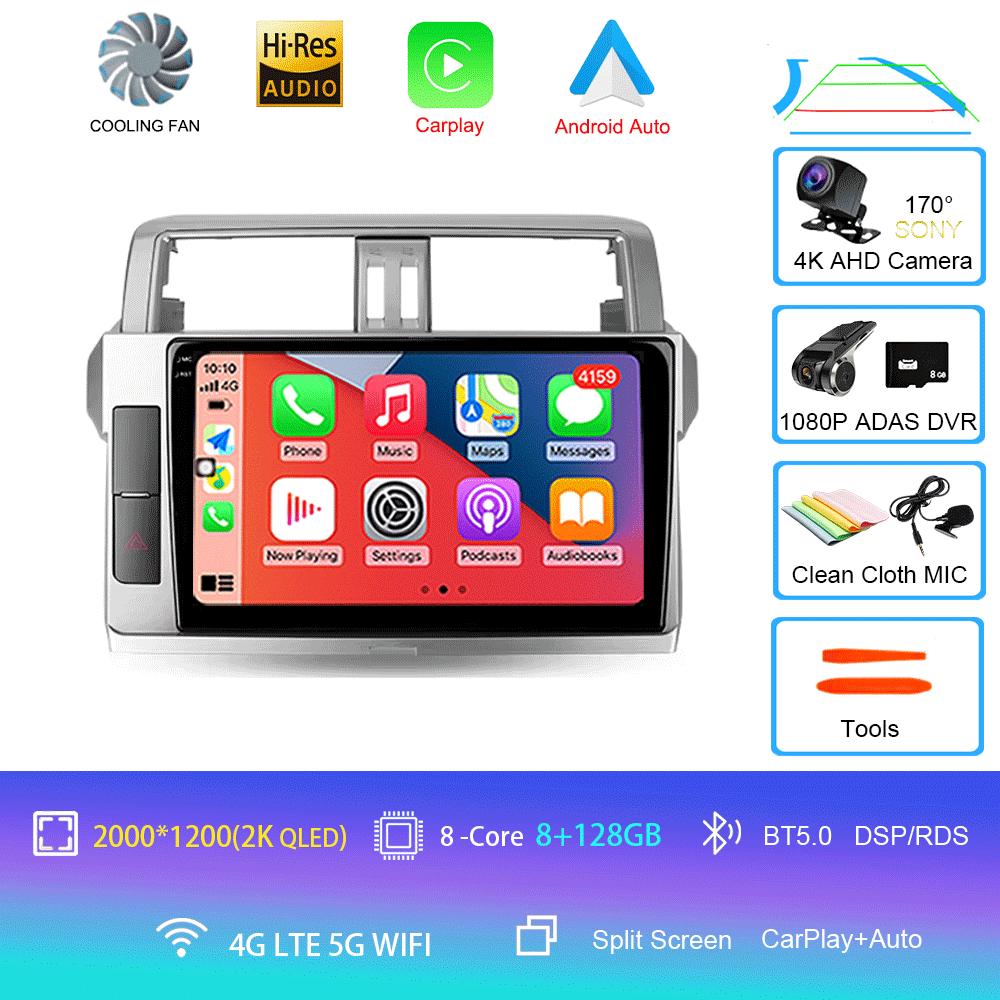 For Toyota Land Cruiser Prado 150 2013 2014 - 2017 Car Radio Android 14 Navigation Multimedia Player GPS WiFi+4G Video Carplay