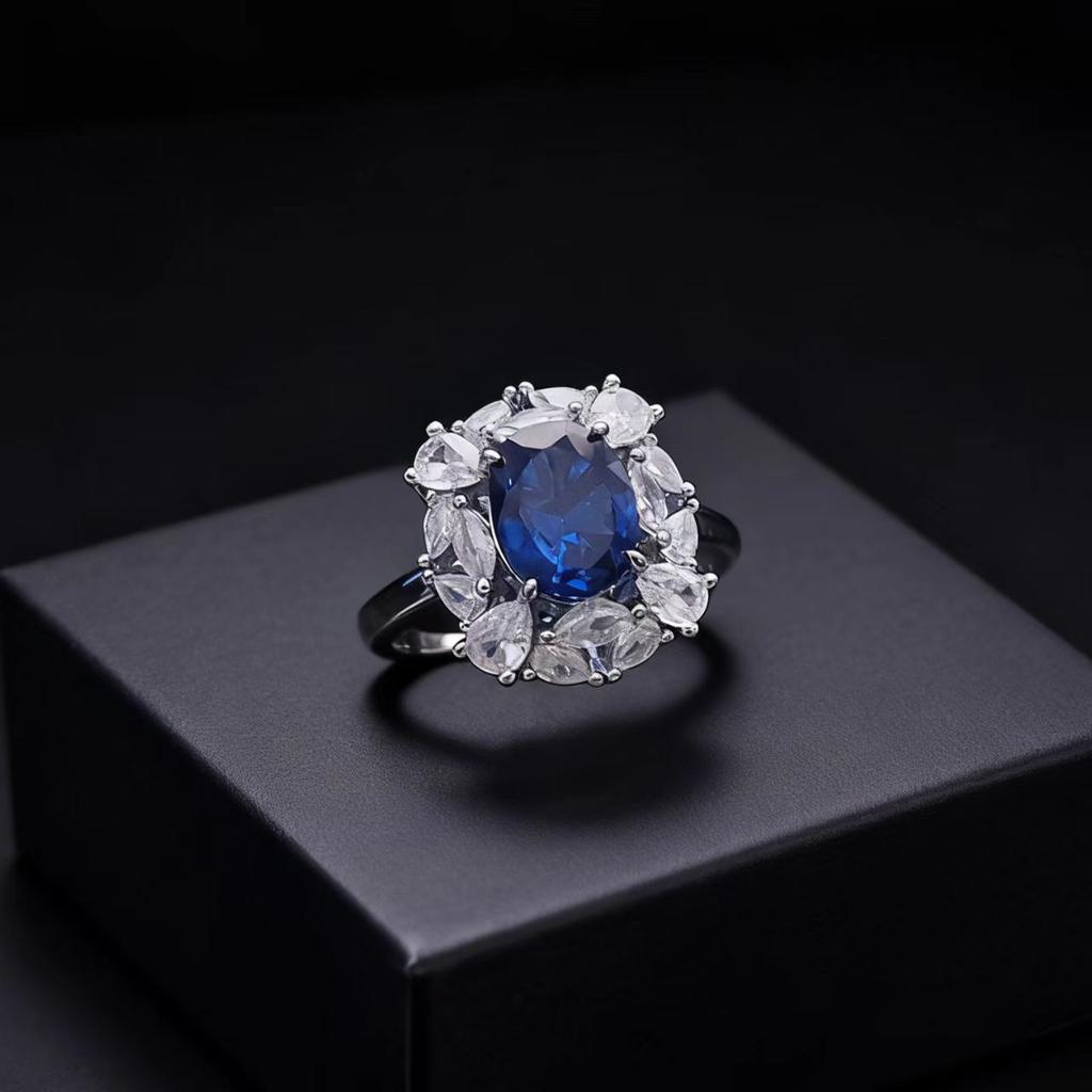 Premium Bright Treasure Jewelry Ruby Ring Women'S Light Luxury Premium Sense Opening Design Luxury Sapphire Ring