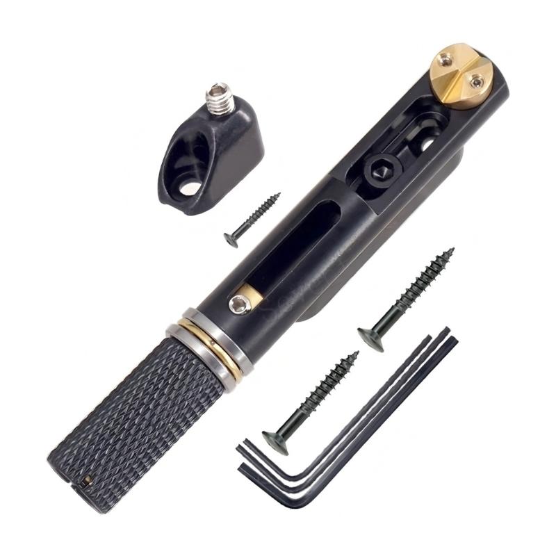 

Split Bridge Tailpiece Strong Construction For Headless Guitars Sleek Finishing With Adjustable String Tension Control чорний