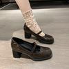 Fashion Spring New Coarse Heel Shoes Women's Fashion Round Head Shallow Mouth Waterproof Anti-slip Wear-resistant High Heels