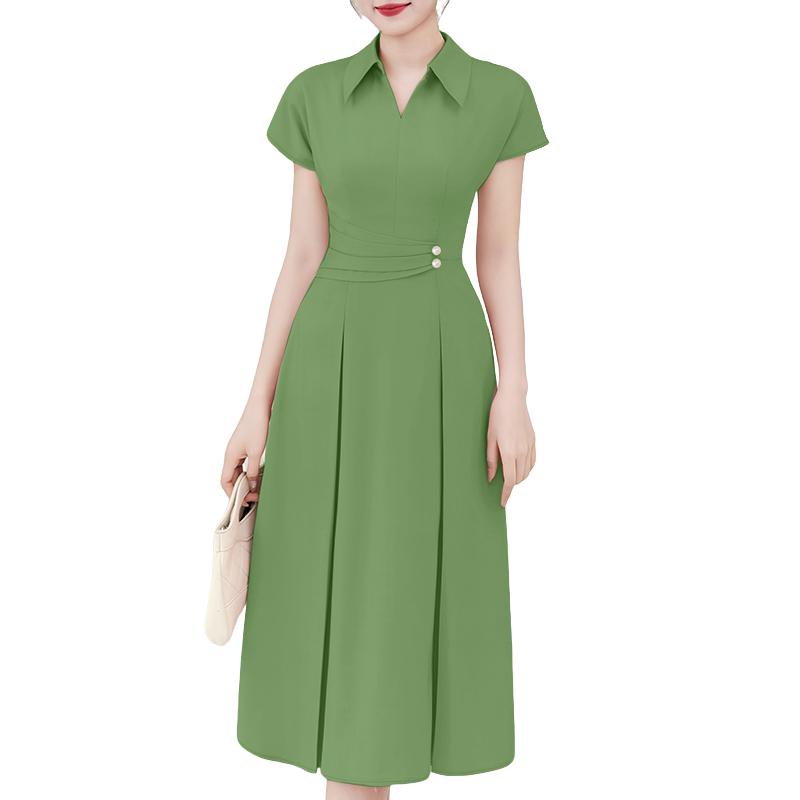 

ZANZEA Женское повседневное платье с отложным воротником, свободное, летнее, с коротким рукавом 2XL зелёный