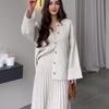 2025 Autumn/Winter Casual Solid Color Round Neck Loose Sweater & Skirt Set