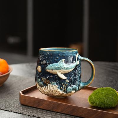 Octopus Coffee Mug 3D Sea Turtles Mermaids Whales Dolphin Water Cup for Sea Lovers Handmade Ocean Creature Statue Cup Gifts for Ocean Enthusiasts
