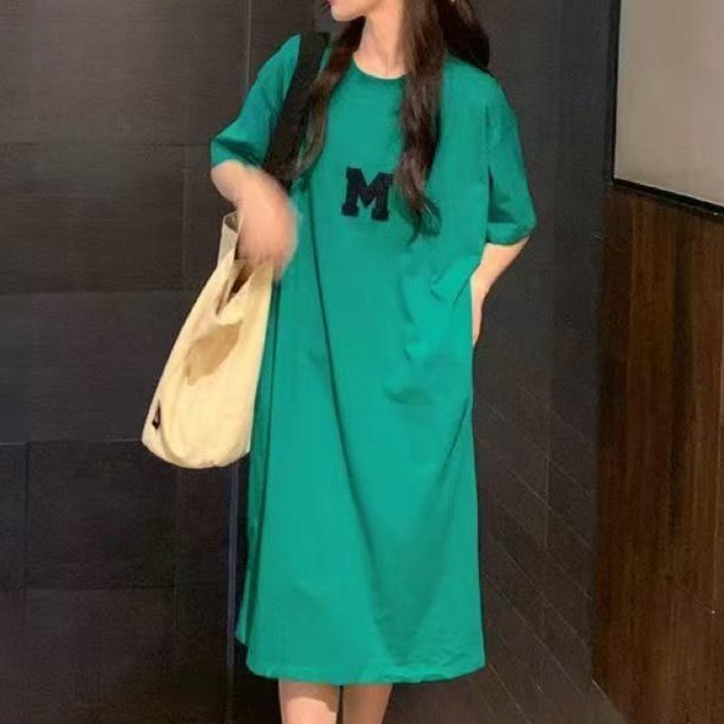 Women's Fashion Summer Spring 1/2 Sleeves O-Neck Loose Waistline Casual Dresses