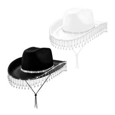 Kristallbesetzte Cowboyhüte Brauthut Panama-Hut für Junggesellinnenabschied Cowboyhüte für Club-Bühnenshows