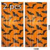 2pcs 1x2m Halloween Backdrop Pumpkin Bat Rain Silk Curtain Self-adhesive Orange Photo Backdrop Streamer for Halloween Decoration