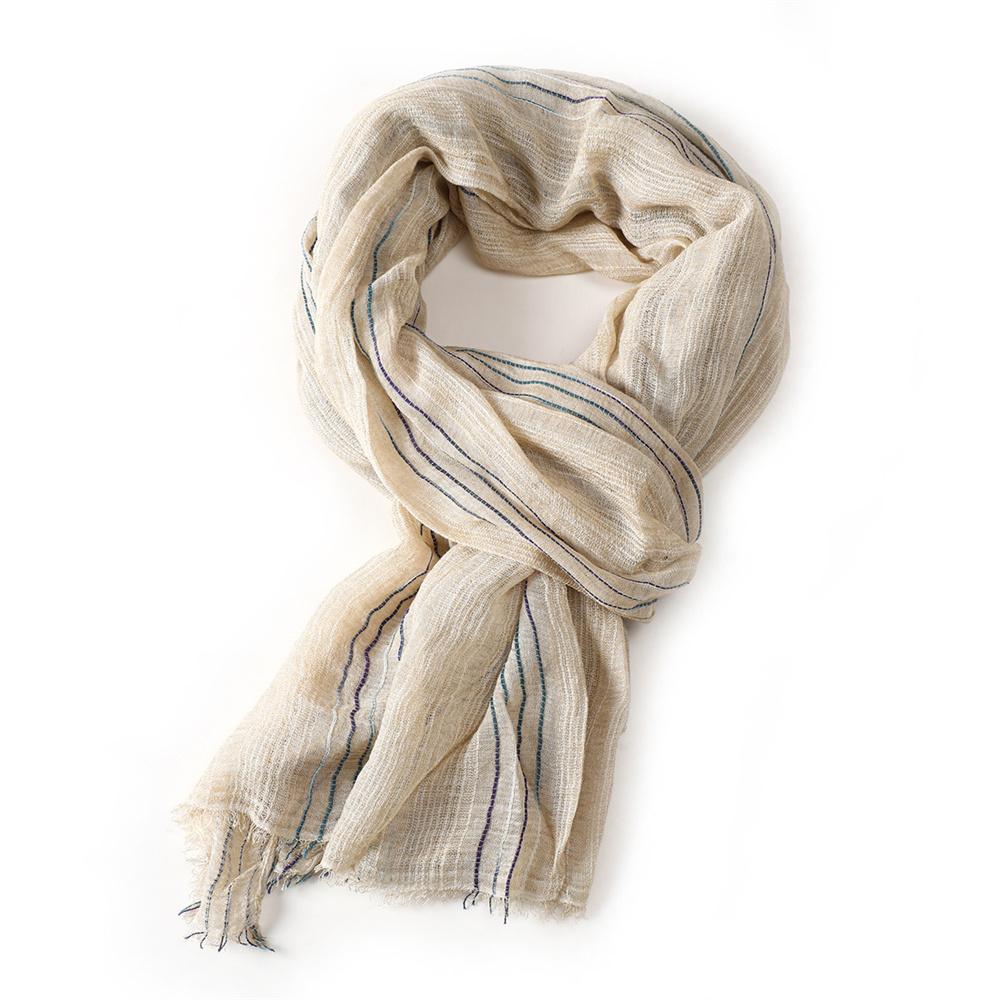 Cotton Linen Striped Men Scarves Autumn Winter Warm Neckerchief Pashmina Male Accessories Short Tassel Bufanda Shawl