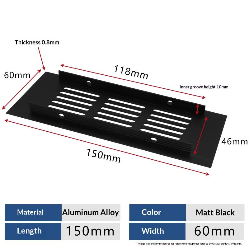 1Pcs Household Air Vent Grille Wall Ventilation Cover Wardrobe Parts 50/60/80mm*150-500mm Aluminum For Cupboard DIY Accessories