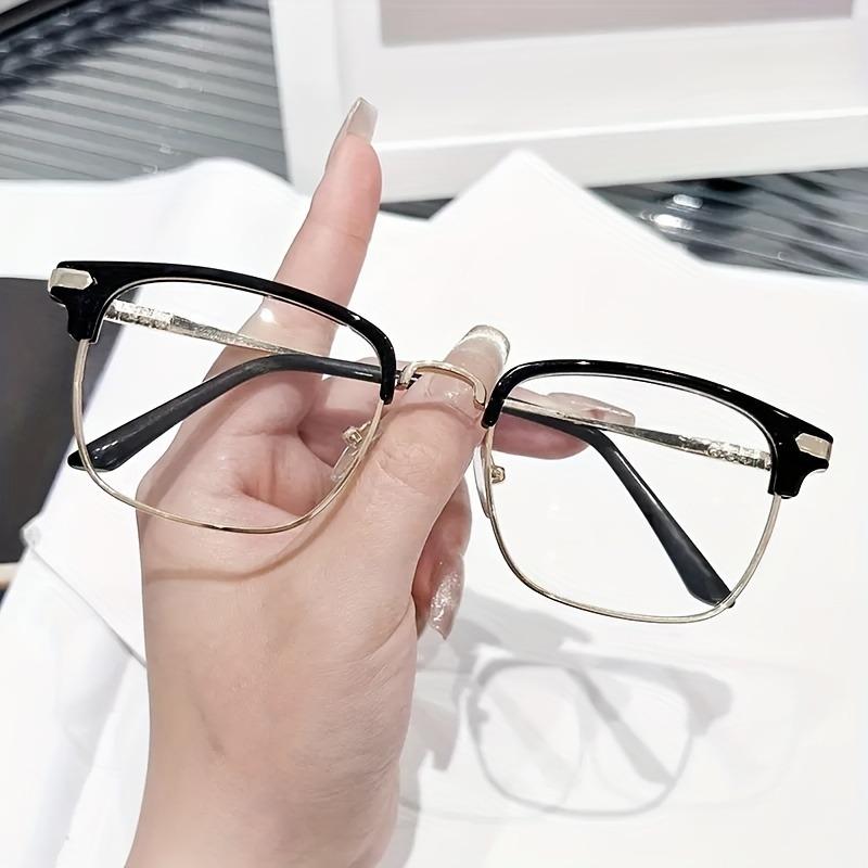 Trendy Square Anti-Blue Light Glasses for Women Half-Rim Design Perfect for Screen Use While Driving