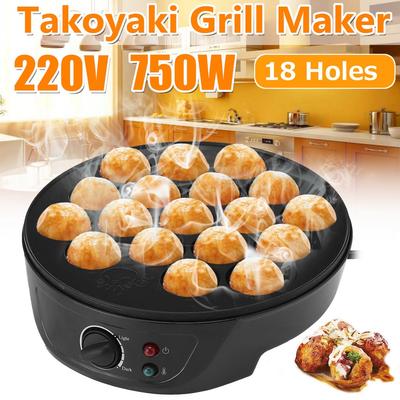 220V 18 Holes Chibi Maruko Baking Machine Household Electric Takoyaki Maker Octopus Balls Grill Pan Professional Cooking Tools