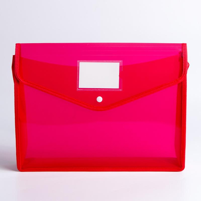 

A4pp 3D Snap Button Waterproof Document Bag - Transparent, Logo Customizable Storage for Papers & Conferences B5 Vertical красный