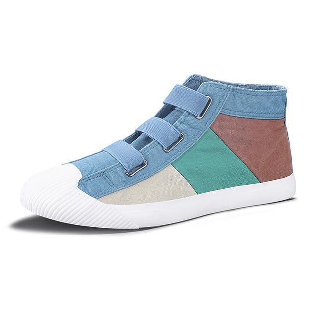 Scarpe di Tela Ballerine Quotidiane da Uomo Sneakers Alte con Lacci Scarpe Vulcanizzate da Uomo Abbinamento Colori Calzature da Passeggio Scarpe da Scuola