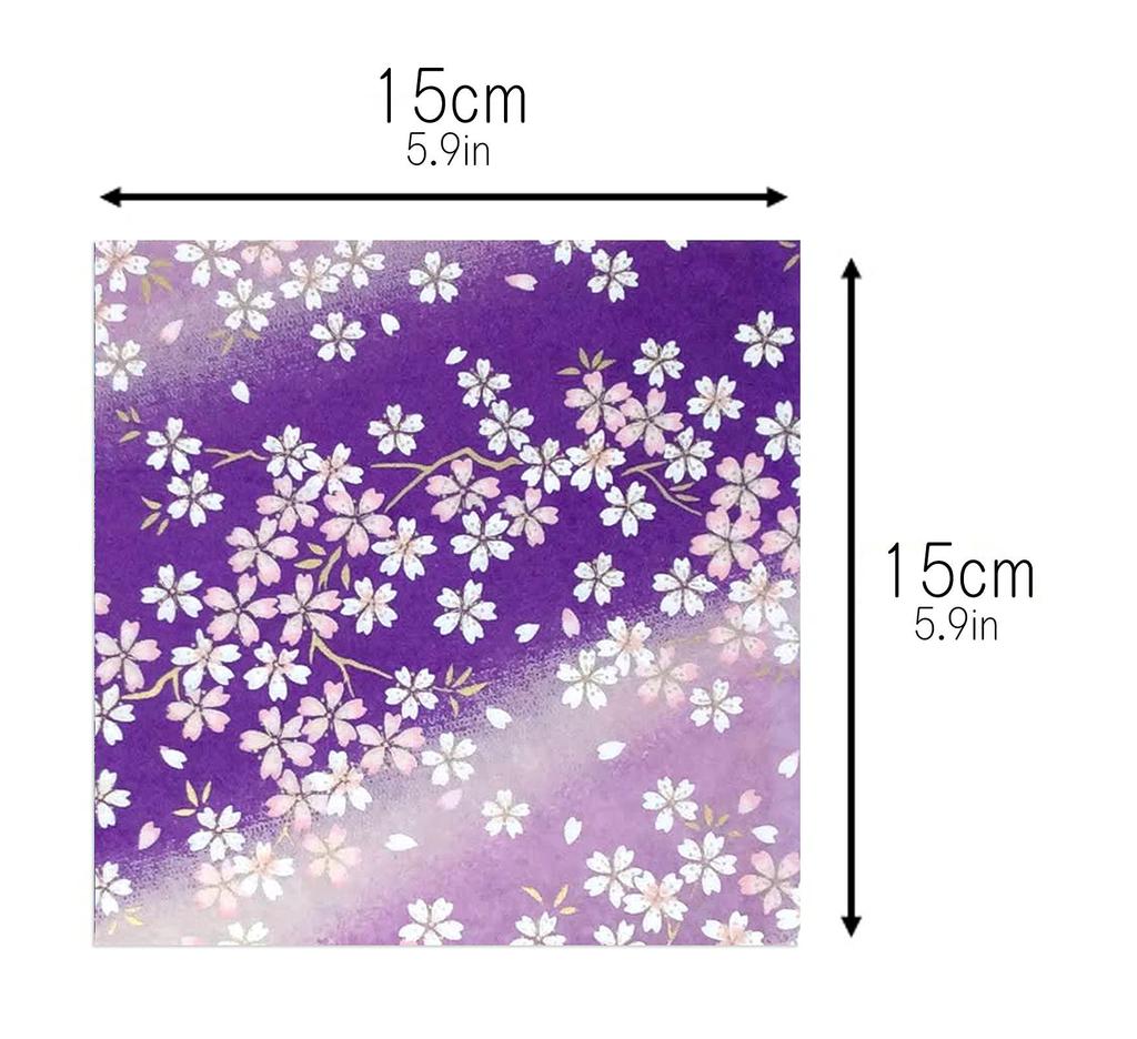 Kawasumi Washi Special Cherry Blossom Chiyogami Yuzen Washi 10 Set B Hand-Dyed Paper, 15cm, Patterns,