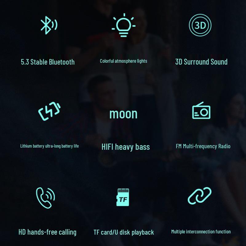 Seven-Color Ambient Light Bluetooth Speaker: Portable Wireless Speaker with Card Slot & Super Bass Subwoofer