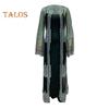 2 Pcs/Set Women Evening Dress Big Swing Shiny Bronzed Cardigan Slip Dress Set See-through Mesh Long Sleeve Coat Cocktail Events Special Occasions