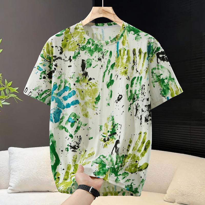 Nadměrná velikost 6XL-13XL Módní pánské malované tričko Letní oversized topy Ležérní poškozené tričko s krátkým rukávem Letní oblečení