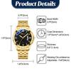 Watch Men Stainless Steel Calendar Gold 3ATM Water Resistant Luminous Analog Display Simple Fashion Quartz Watch Men Fashion Accessory - Birthday