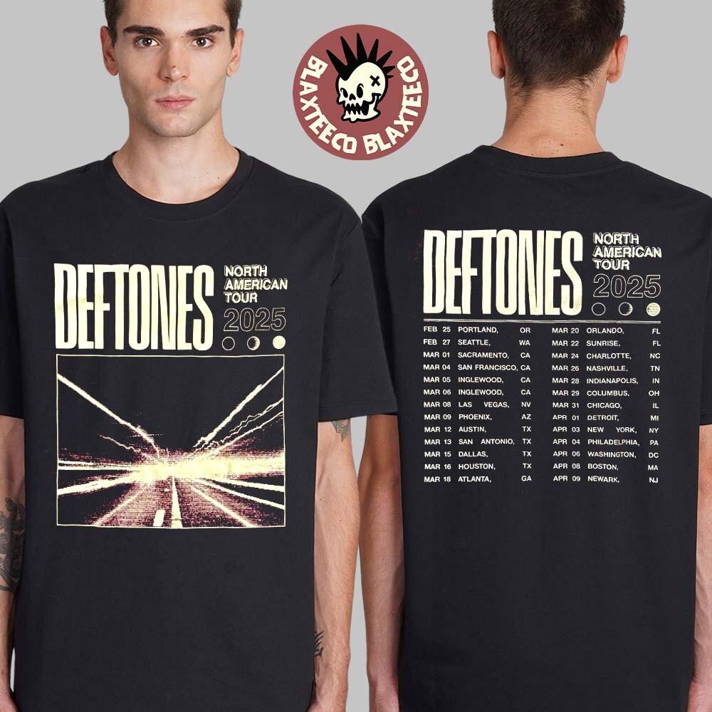 Deftones Североамериканский тур 2025 Мерч Футболка Белая Версия Унисекс Футболка Унисекс Футболка XXXXL