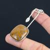 Sterling Silver Radiant Plume Agate Gemstone Art Deco Mother Engagement Pendant