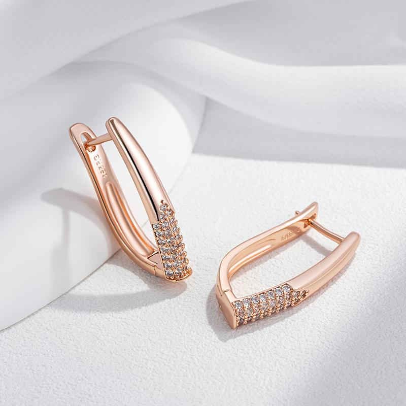 Trendy  Rose Gold Hoop English Earrings For Women Luxury Full Natural Zircon Accessories Vintage Bride Wedding Jewelry