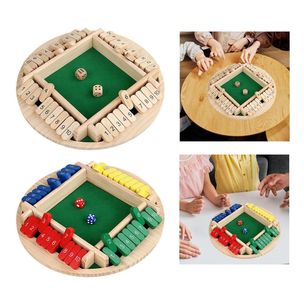 Shut The Box Educational Toys,Multicolor 4 Player Interactive Interesting Wood Tabletop Game