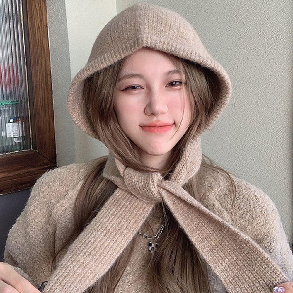 Thicken Warm Korean Ins Hood Scarf Windproof Ear Protection Hat Balaclava Hat  Autumn and Winter