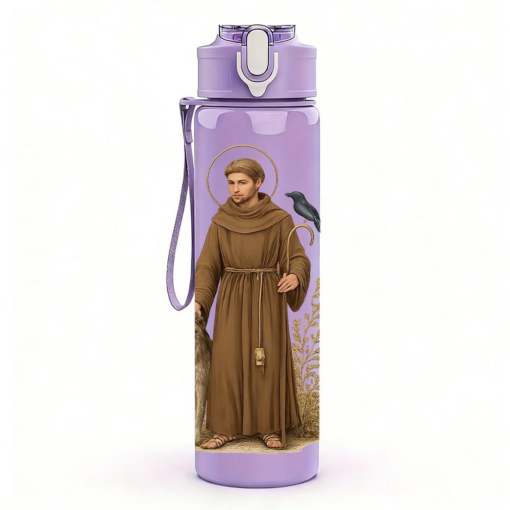 1PC Monk Robe Religious Portrait 750ml Color Plastic Sports Water Bottle Leakproof Flip Straw Lid Suitable for Sports Office Home Use