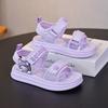 New Spring/Summer Kids' Open-Toe Beach Sandals - Adorable Bear Print Girls' Sandals with Hook & Loop Closure