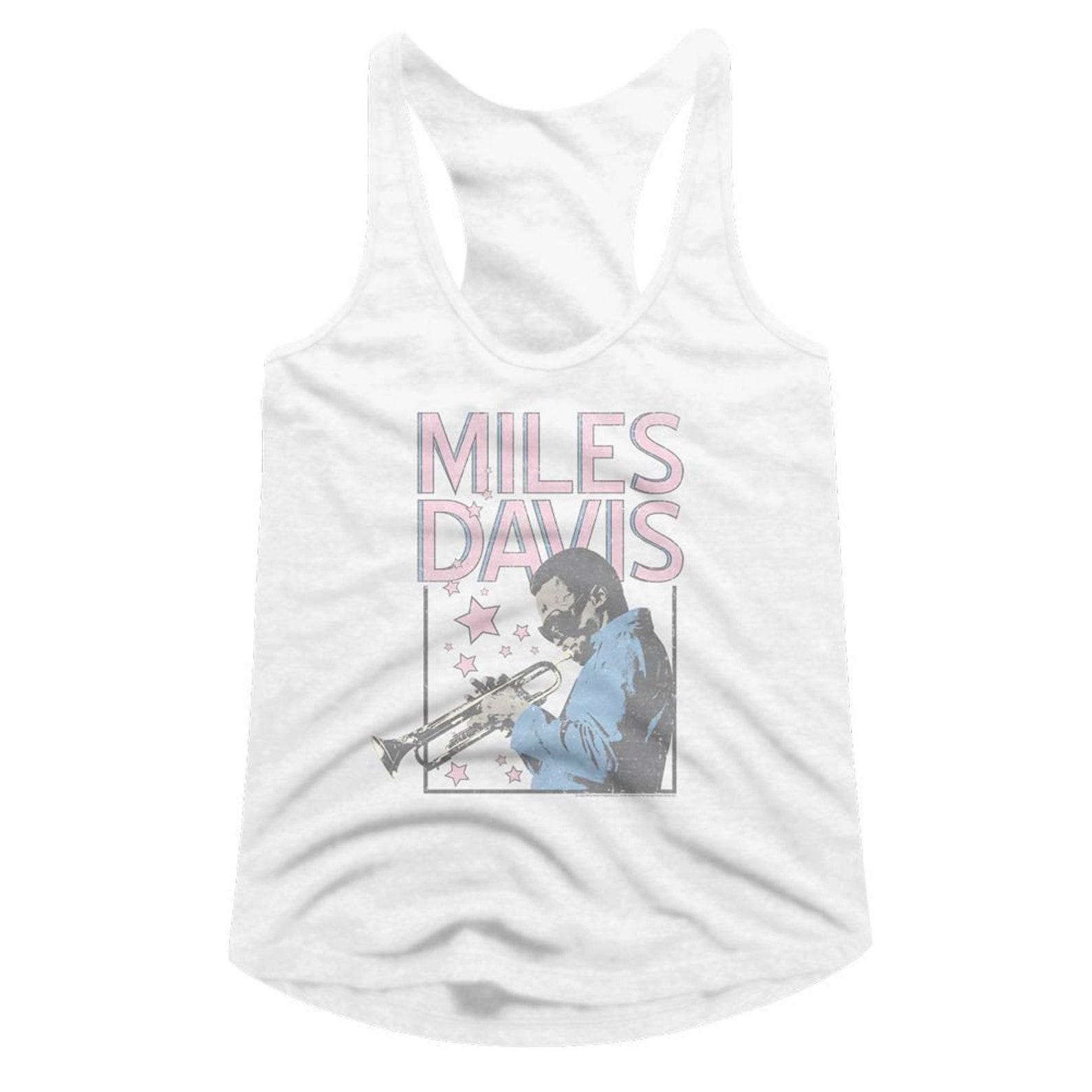 Miles Davis Stars and Rectangle White Women s Slim Fit Racerback Tank Top XL