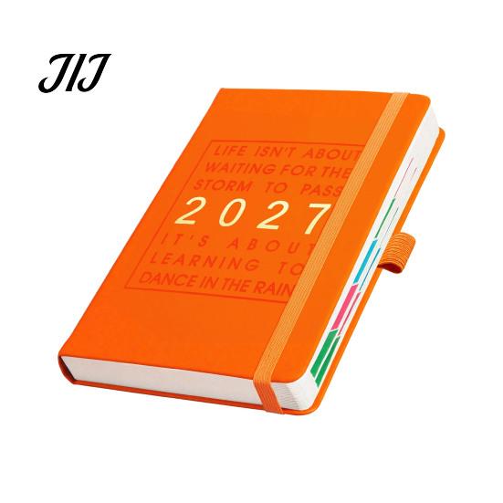 Ink Proof Paper Notebook for Office 2027 English Weekly Planner A5, 320 Page Schedule with Elastic Academic Calendar School Band & Pen Holder, Yearly