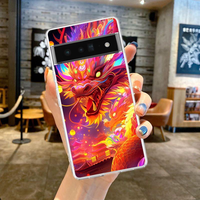 

Cartoon Dragon Phone Case Cover for Google Pixel 8 7 6 5 4 4XL Shockproof Silicone 7A 6A 5A 4A 3A 3AXLPro 5G Transparent Shell Pixel 4XL